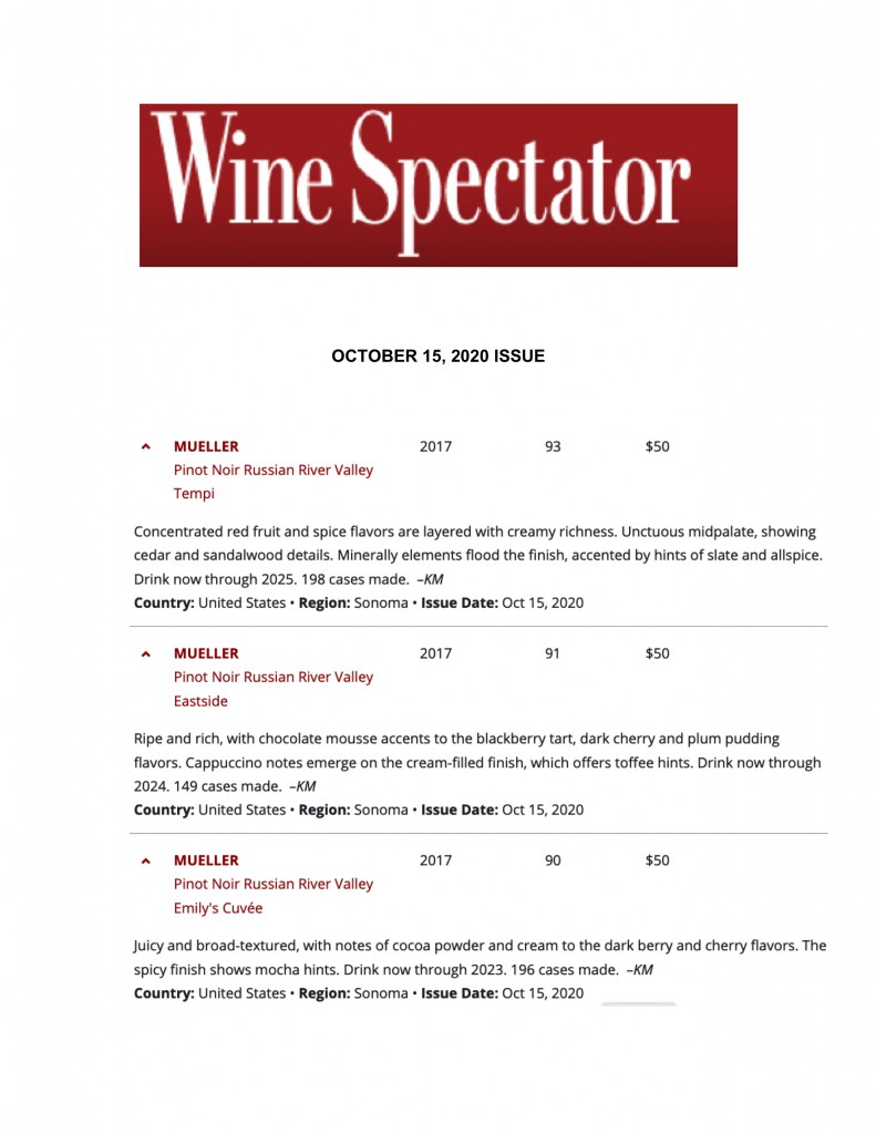 WINE SPECTATOR 2017 PNO REVIEWS